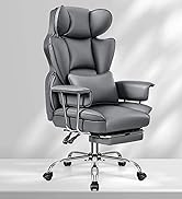 BrandTok Home Office Desk Chair, High Back Executive Office Chair with Footrest, Leather Computer Gaming Chair