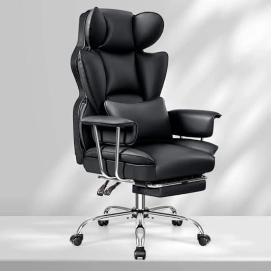 BrandTok Home Office Desk Chair, High Back Executive Office Chair with Footrest, Leather Computer Gaming Chair